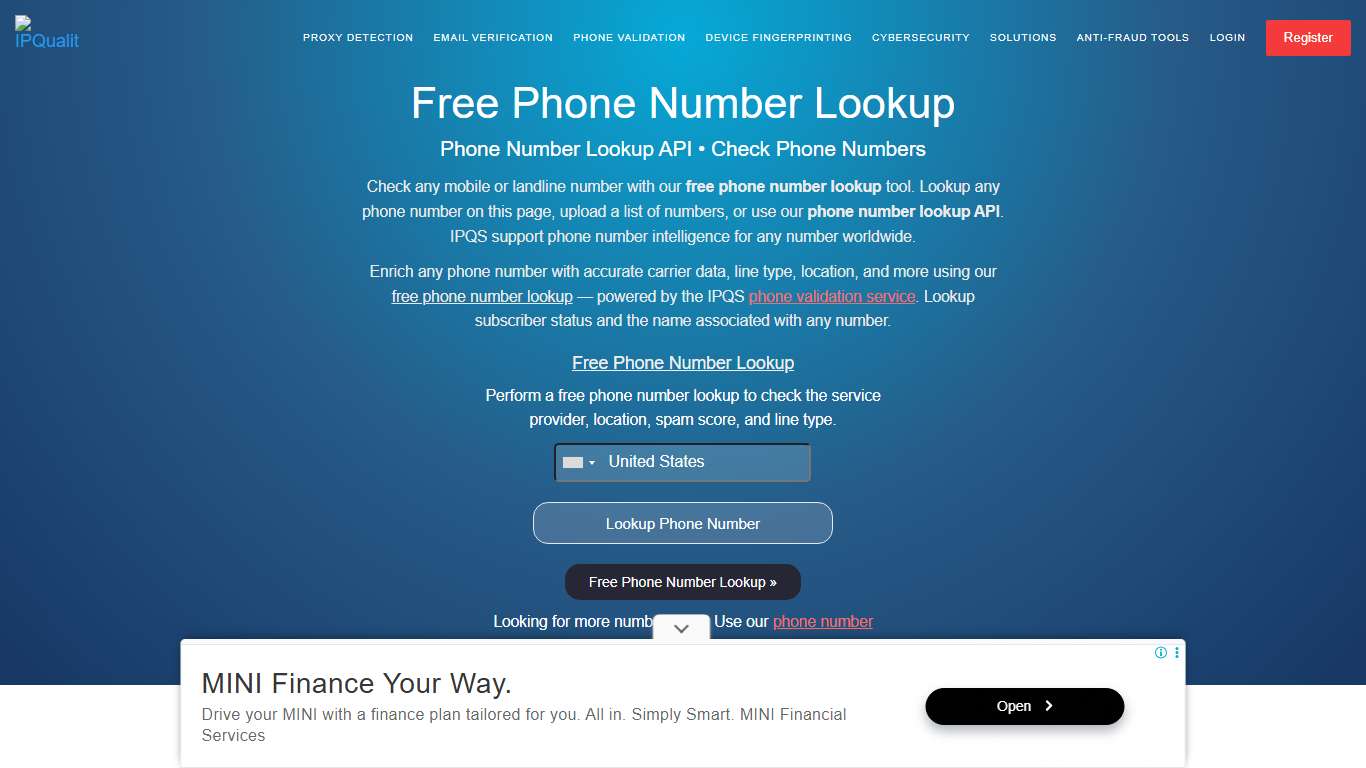 Free Phone Number Lookup Tool | Phone Number Lookup API